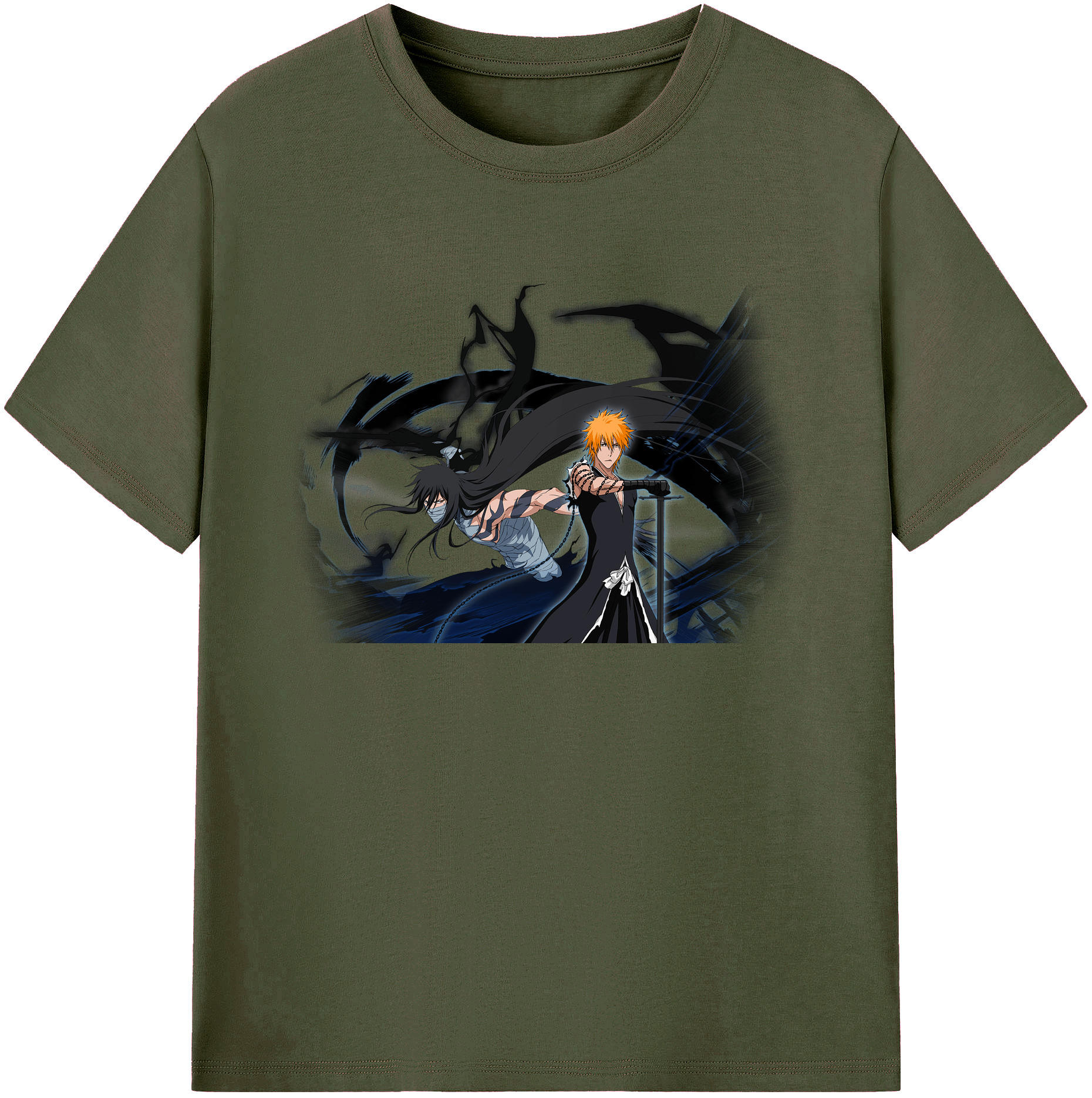 （画像用） ブリーチ 黒崎一護（くろさき いちご）BLEACH Kurosaki Ichigo 綿100％ メンズ半袖Tシャツ｜肌触りやわらか＆通気性